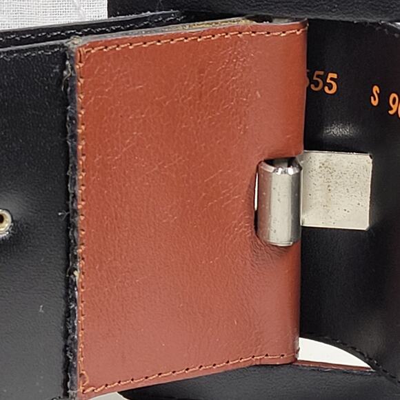 Vintage Yves Saint Laurent Wide Belt S Brown Leather‎ Buckle Rhinestone Rivets